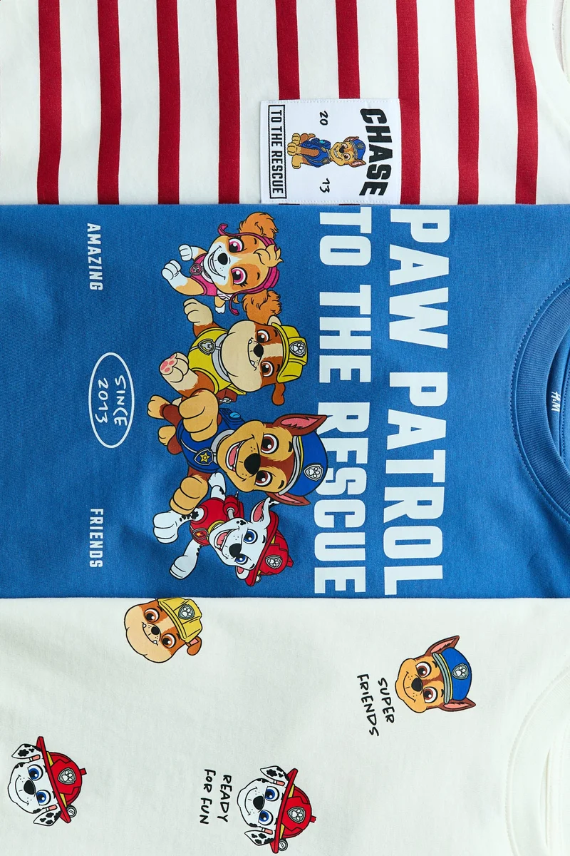 اتش اند ام تي-شيرت مزين بطبعة - عبوة من 3 قطع